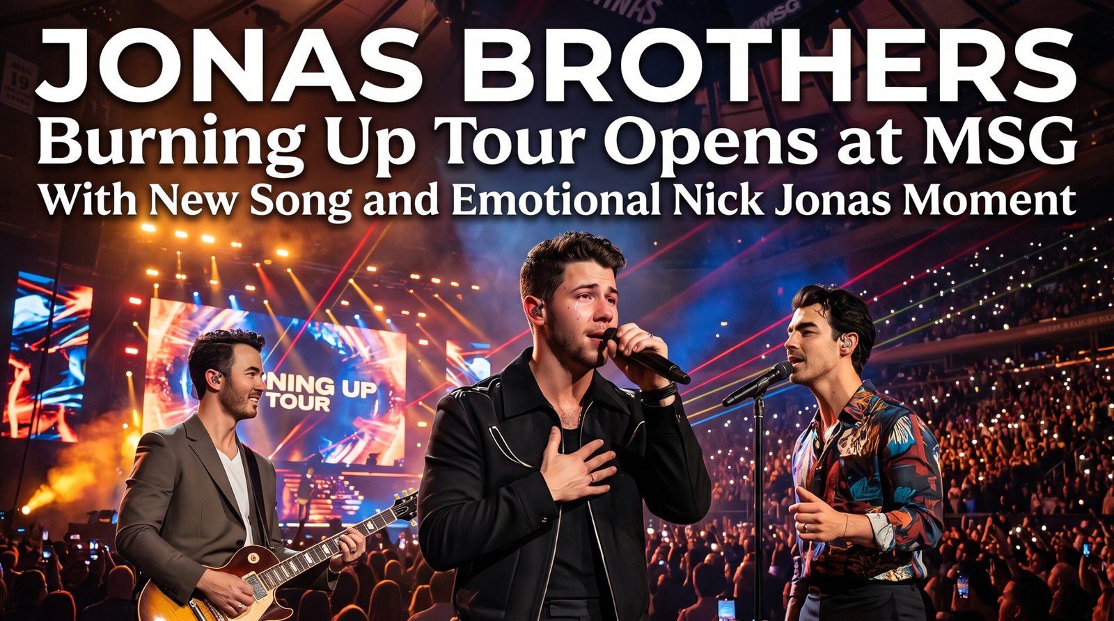 Jonas Brothers perform during the Burning Up Tour at Madison Square Garden in New York City