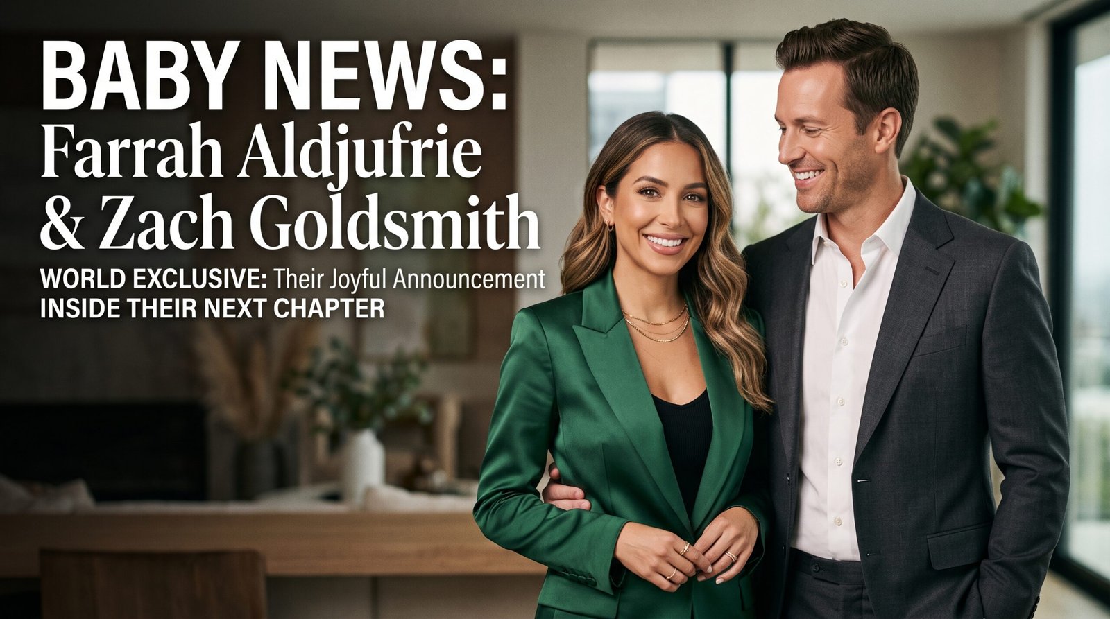 Farrah Aldjufrie and Zach Goldsmith reveal they are expecting a baby boy