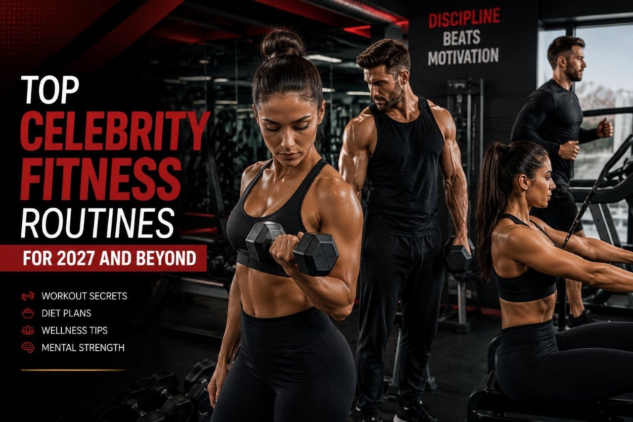Celebrity fitness routines featuring strength training and pilates equipment