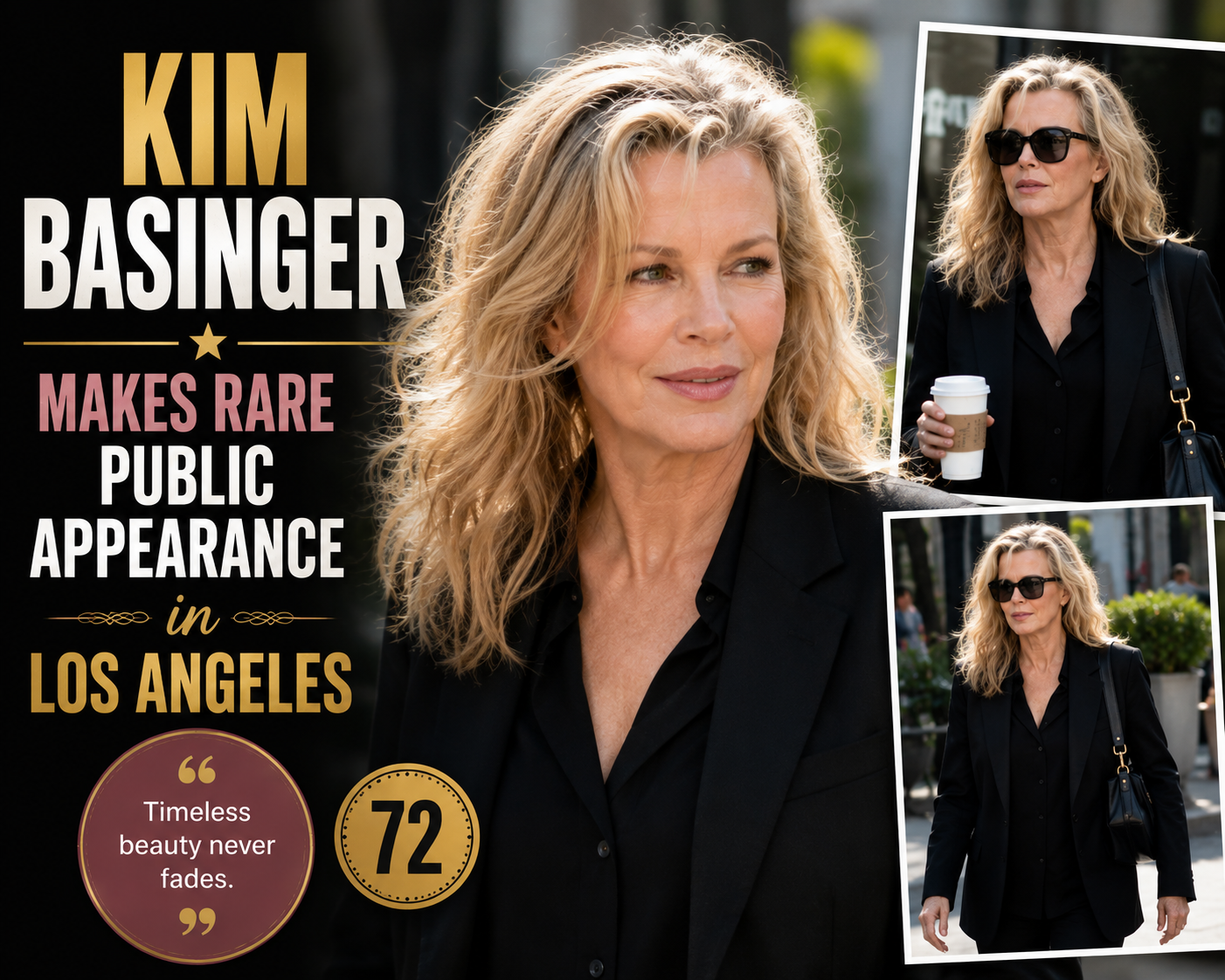 Kim Basinger makes a rare public appearance in Los Angeles at age 72