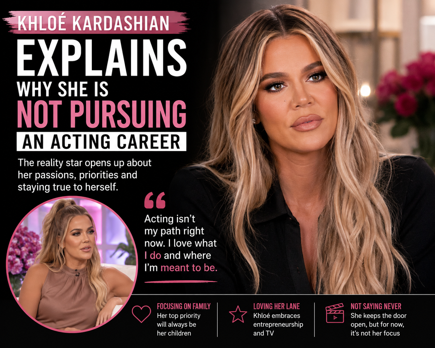 Khloe Kardashian discusses why she is not currently pursuing an acting career