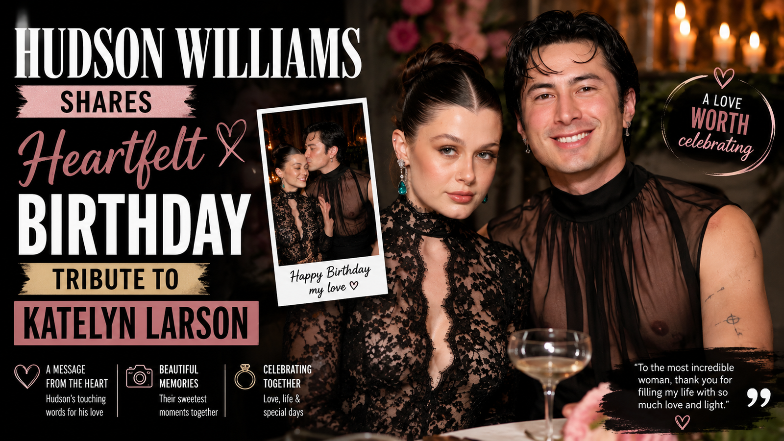 Hudson Williams and girlfriend Katelyn Rose Larson at the 2026 Vanity Fair Oscar Party